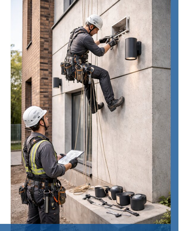 Монтаж фасадного освещения в Донецке от 2737 р. | ВЫСОТНИК-Днк