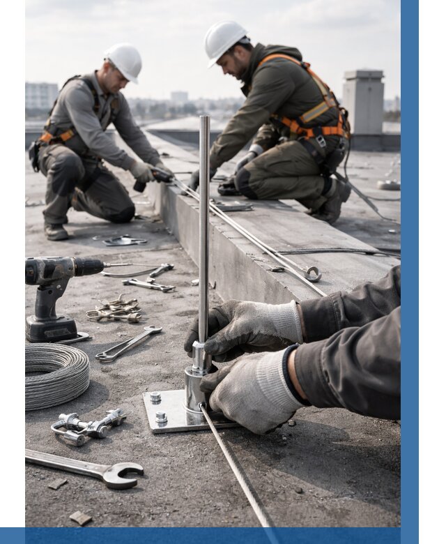 Монтаж молниезащиты на кровле в Донецке цена от 27370 р. | ВЫСОТНИК-Днк