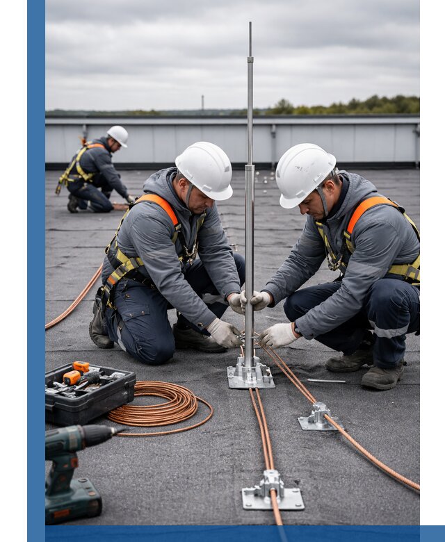 Монтаж молниезащиты на кровле в Донецке под ключ с гарантией