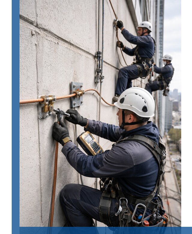 Монтаж системы заземления здания и молниезащиты в Донецке