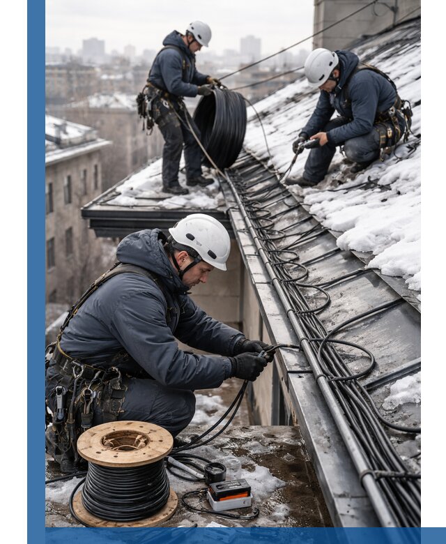 Монтаж греющего кабеля на кровле в Донецке под ключ