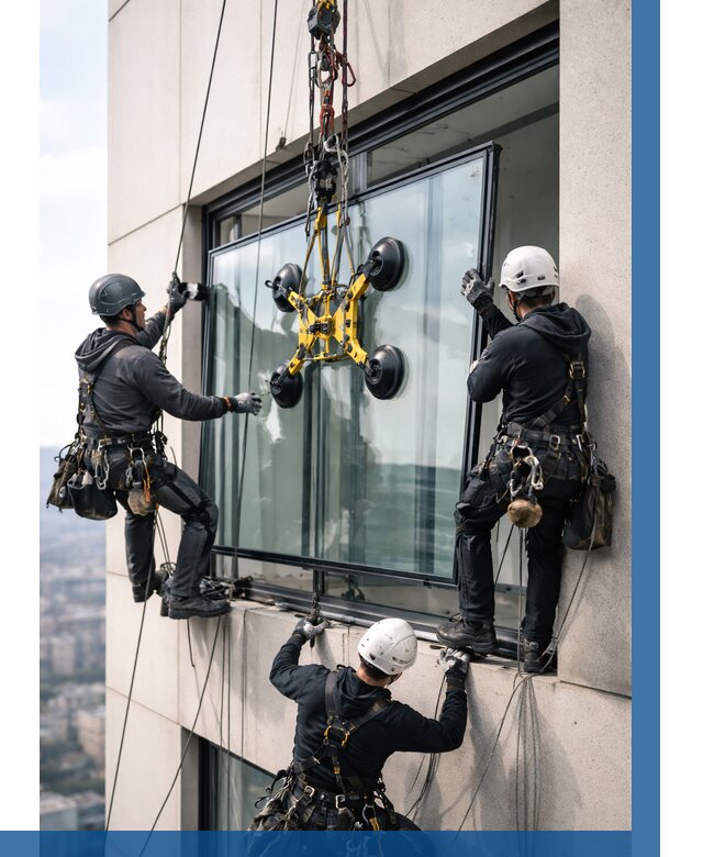 Монтаж стеклопакетов на высоте в Донецке от 3503 р. | ВЫСОТНИК-Днк