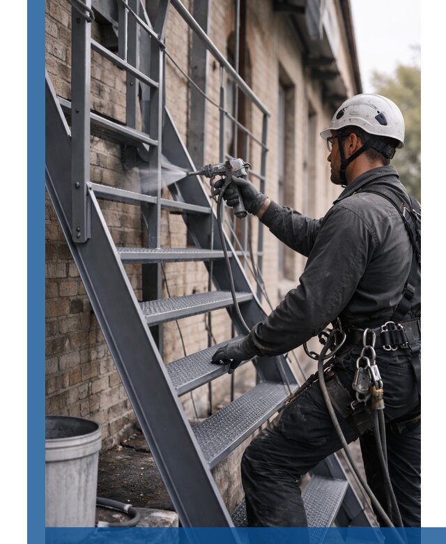 Покраска и антикоррозионная защита пожарных лестниц в Донецке