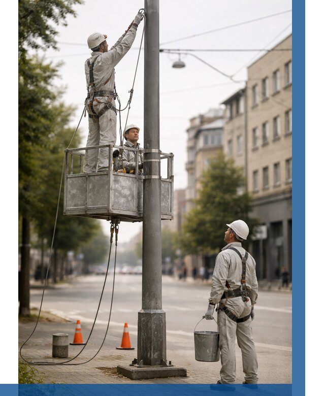Покраска опор освещения в Донецке от 5474 р. | ВЫСОТНИК-Днк