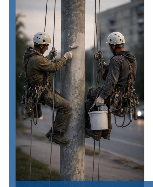 Покраска опор освещения и антикоррозийная защита в Донецке