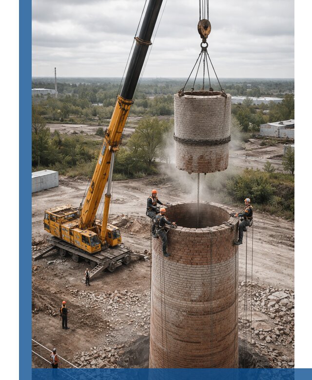 Демонтаж дымовой трубы в Донецке с гарантиями безопасности