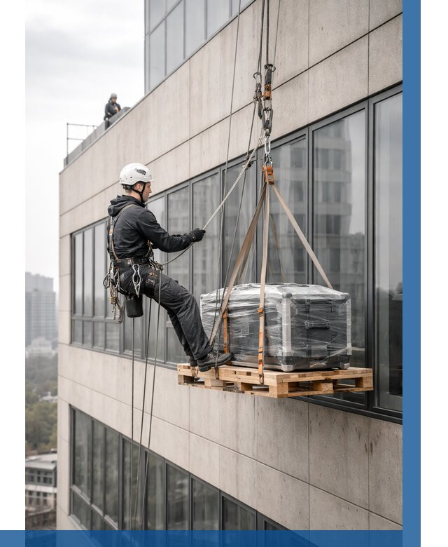 Спуск груза по фасаду в Донецке от 3832 р. | ВЫСОТНИК-Днк