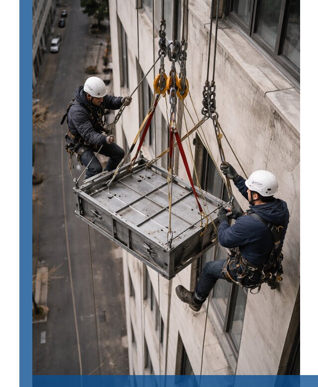 Спуск и подъем грузов по фасаду в Донецке для зданий