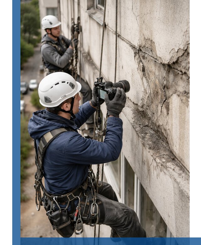 Фотофиксация дефектов фасада с высотной съемкой в Донецке