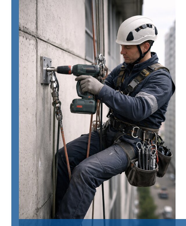 Установка анкерных точек для высотных работ в Донецке